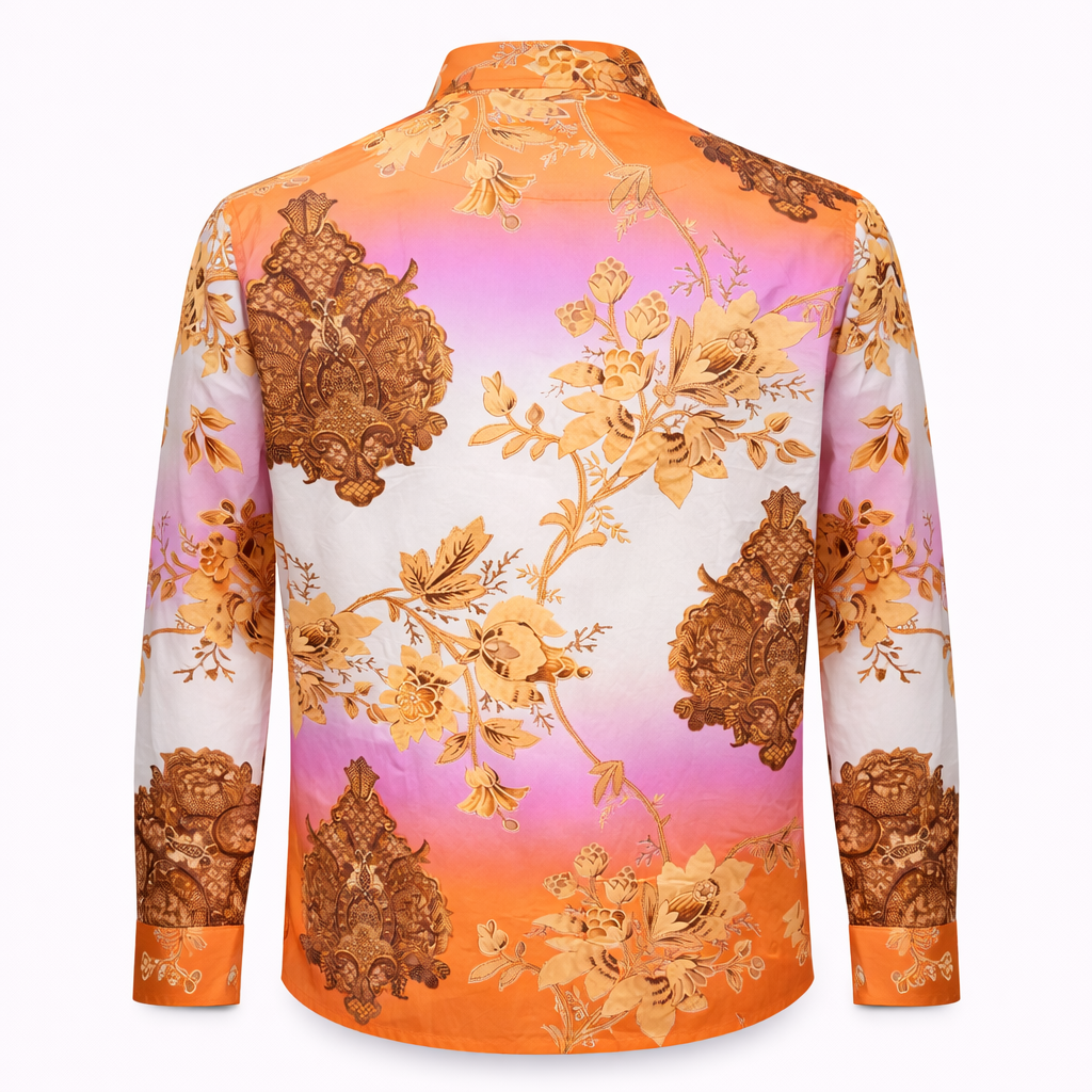 Prestige Men’s Multicolor Luxury Cotton Long Sleeve Button-Up Shirt – Gold 452