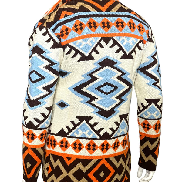 OIM Azteka Sweater 3/4 Length (Orange/Cream/Blue)