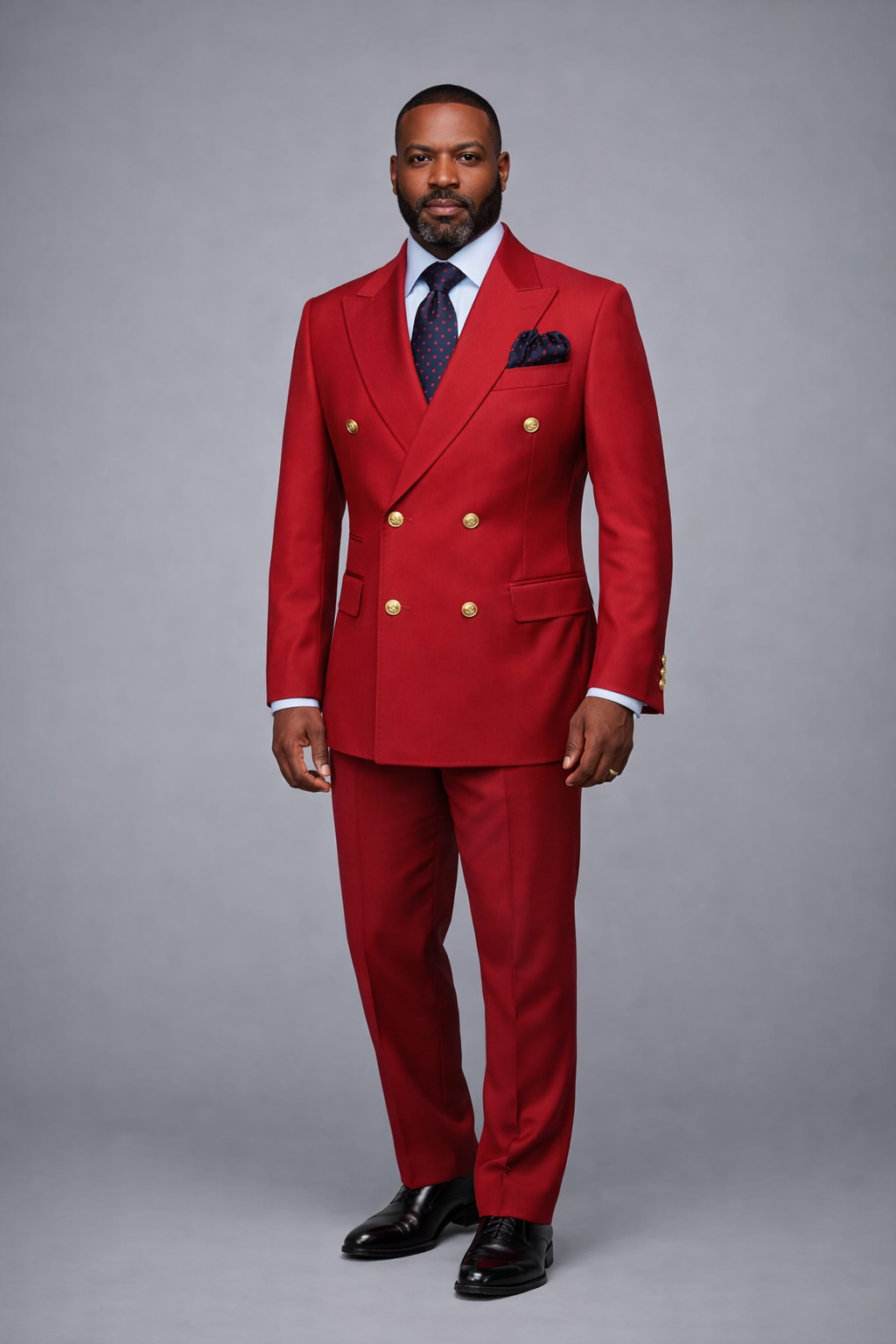 Rossi Man Red Double Breasted Men's Modern Slim Fit Suit
