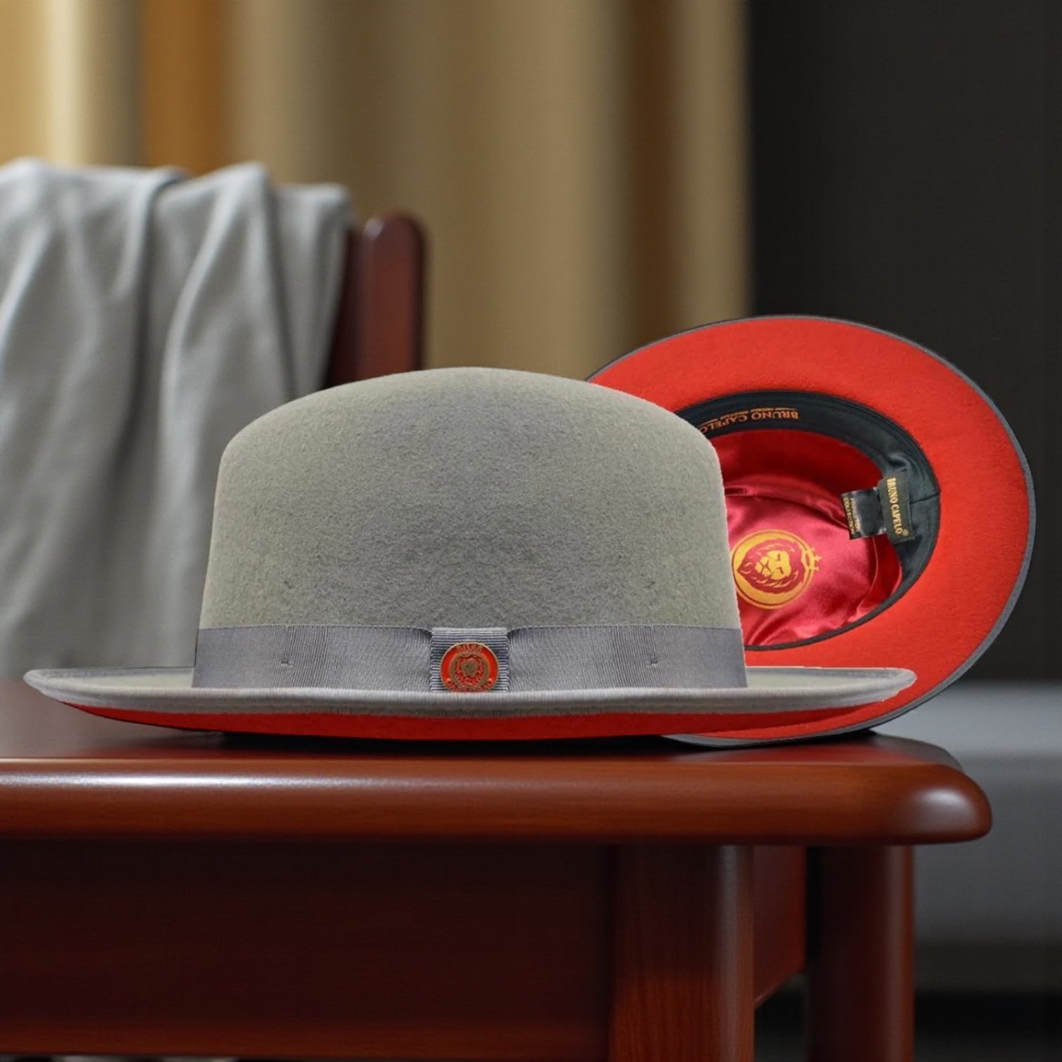 Bruno Capelo Red Bottom Hat "keenan" (Steel Gray/Red)