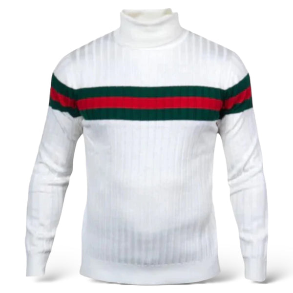 Prestige Designer "Southshore" Turtleneck (White/Red/Green)