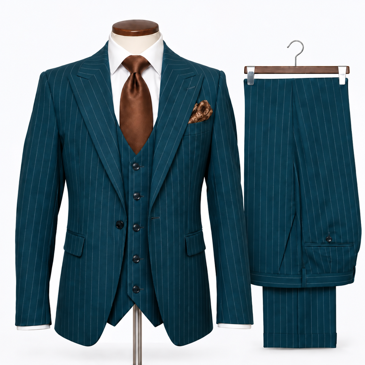 Rossi Man Dark Teal Modern Fit 3-Piece Vested Suit - TOMRM1876