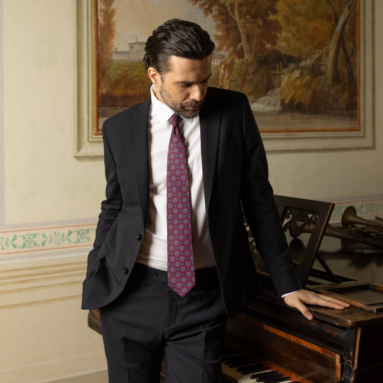 Trento - Silk Jacquard Tie - Raspberry