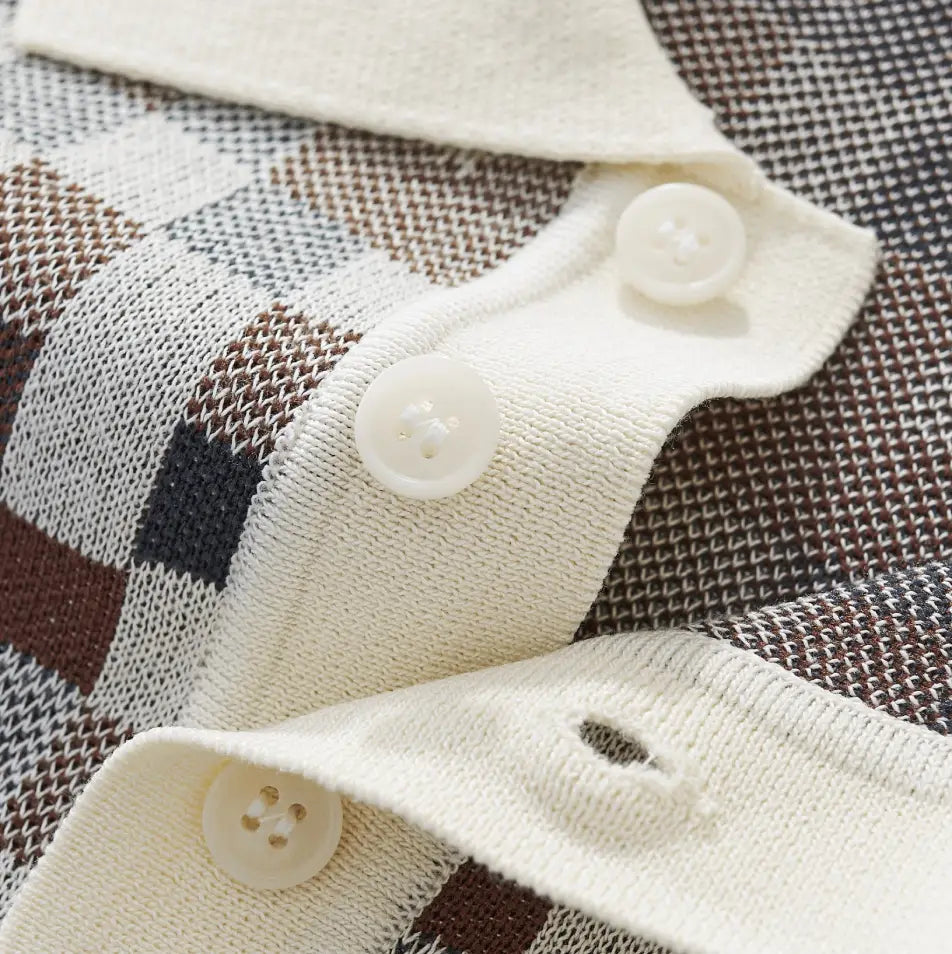 Pixel Fade Knit Polo WHITE