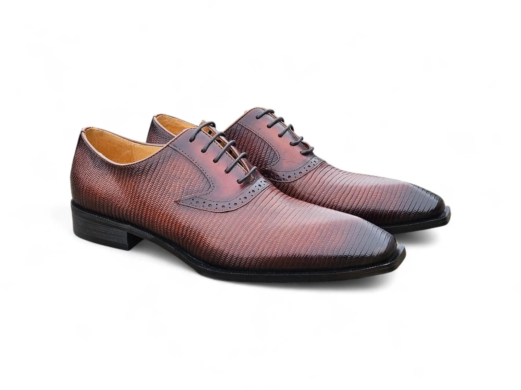 Milano Lizard Embossed Oxford Dress Shoes