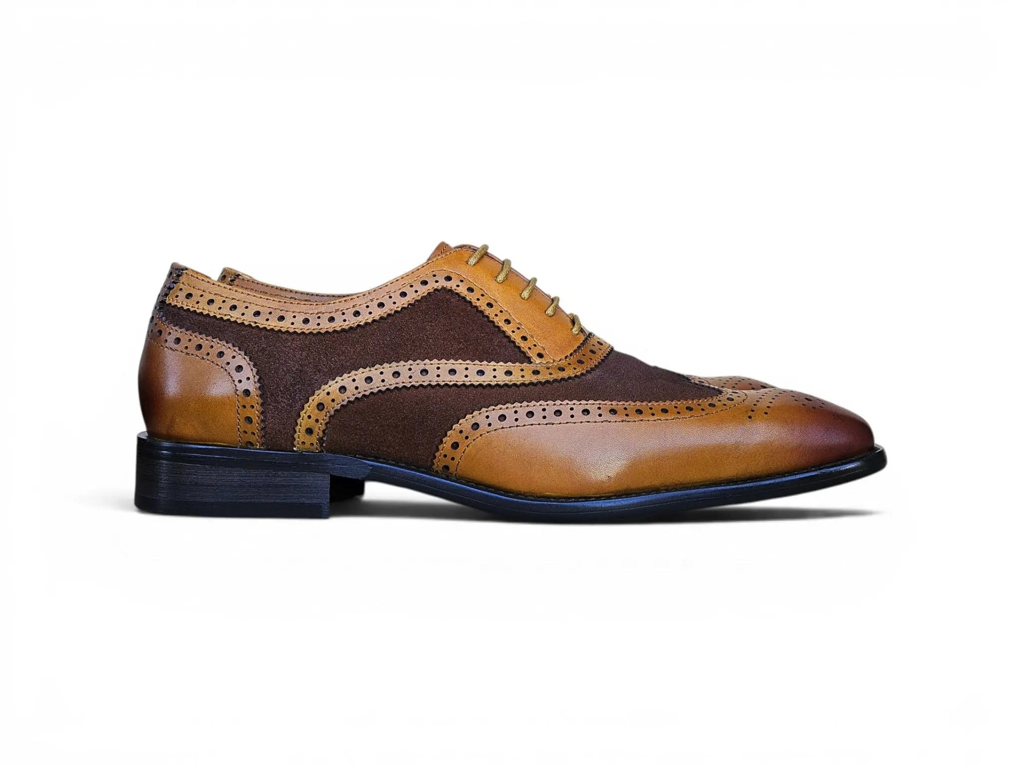 Mixed Media Burnished Wingtip Oxford