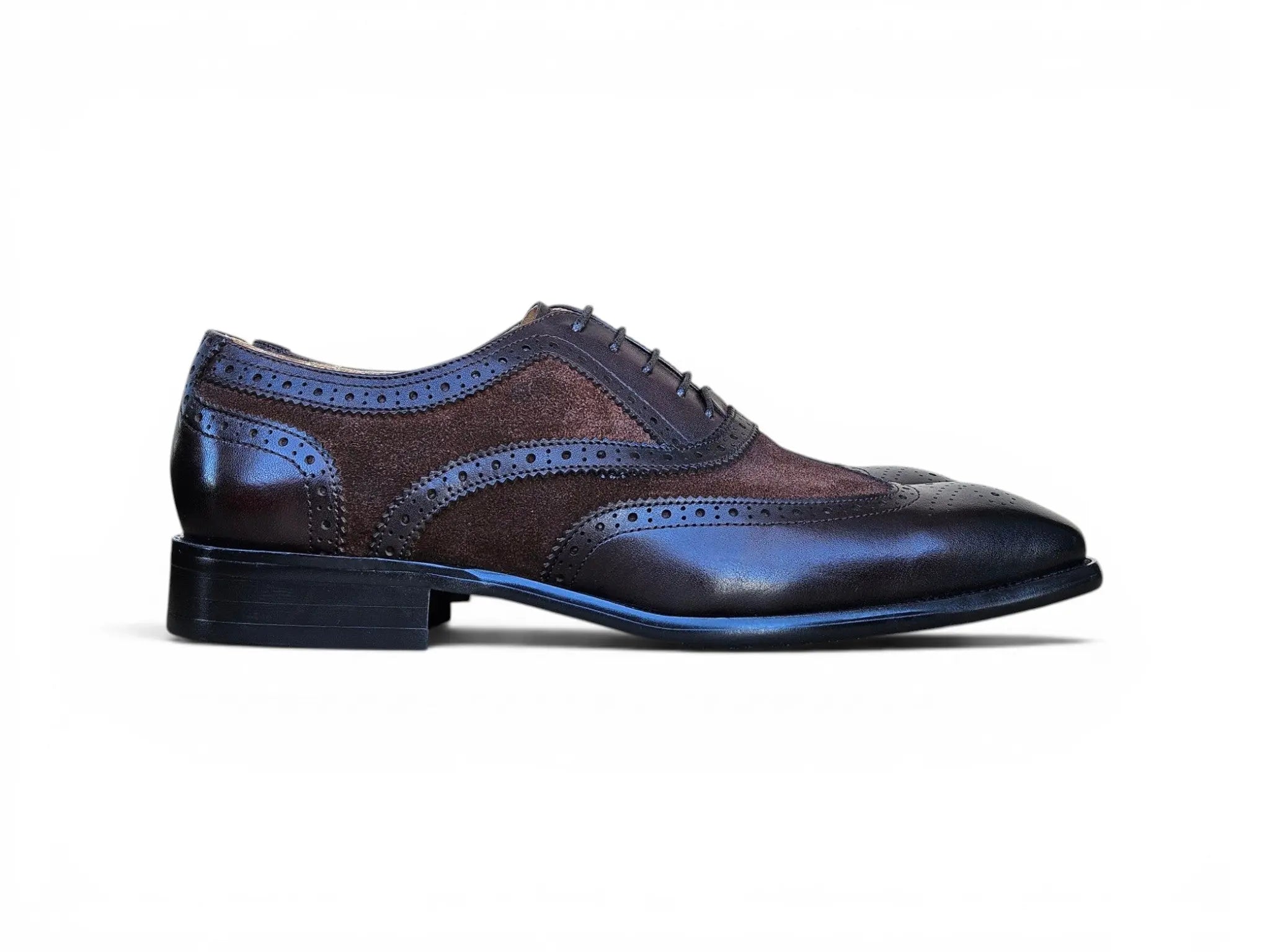 Mixed Media Burnished Wingtip Oxford