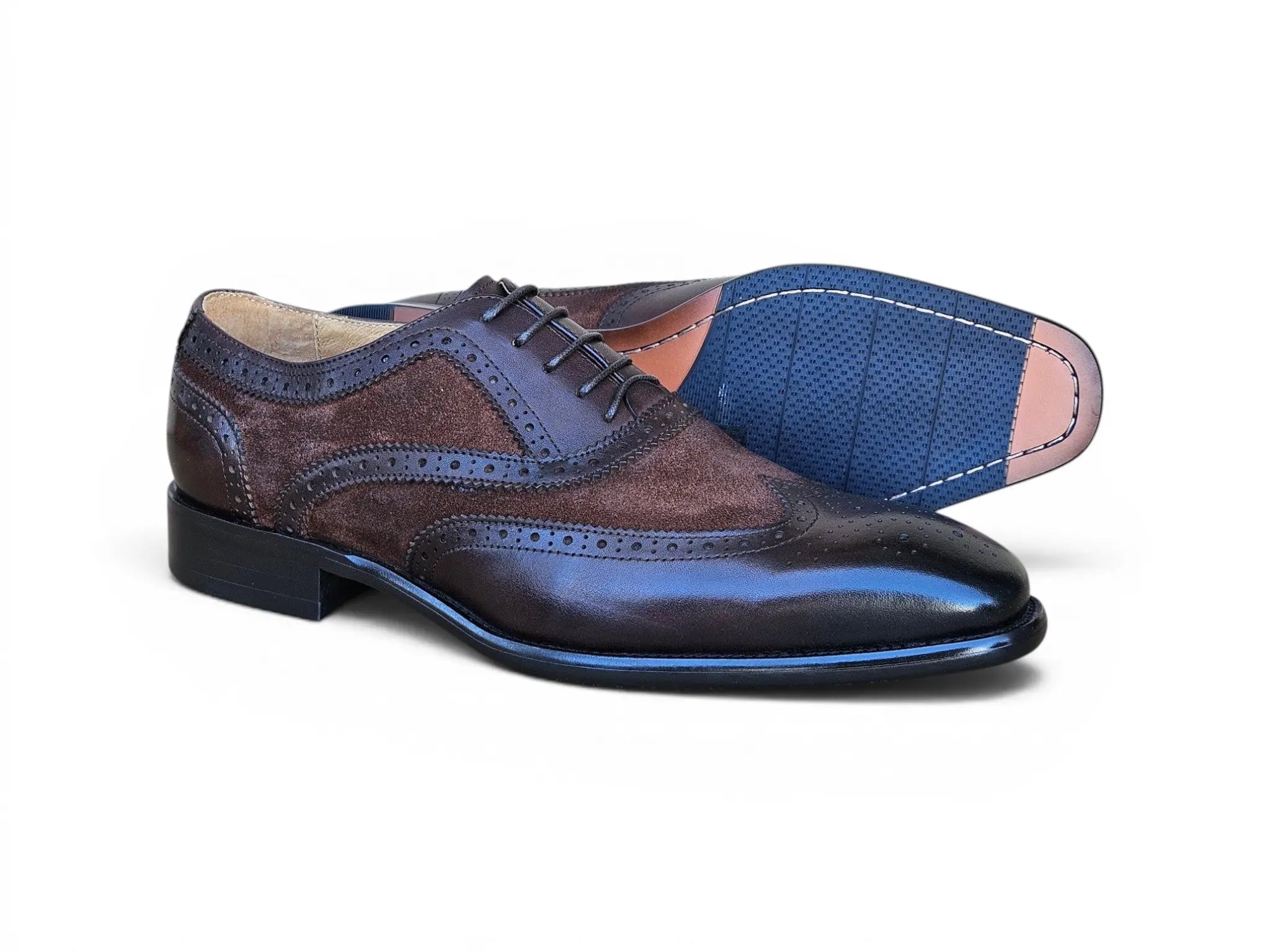 Mixed Media Burnished Wingtip Oxford