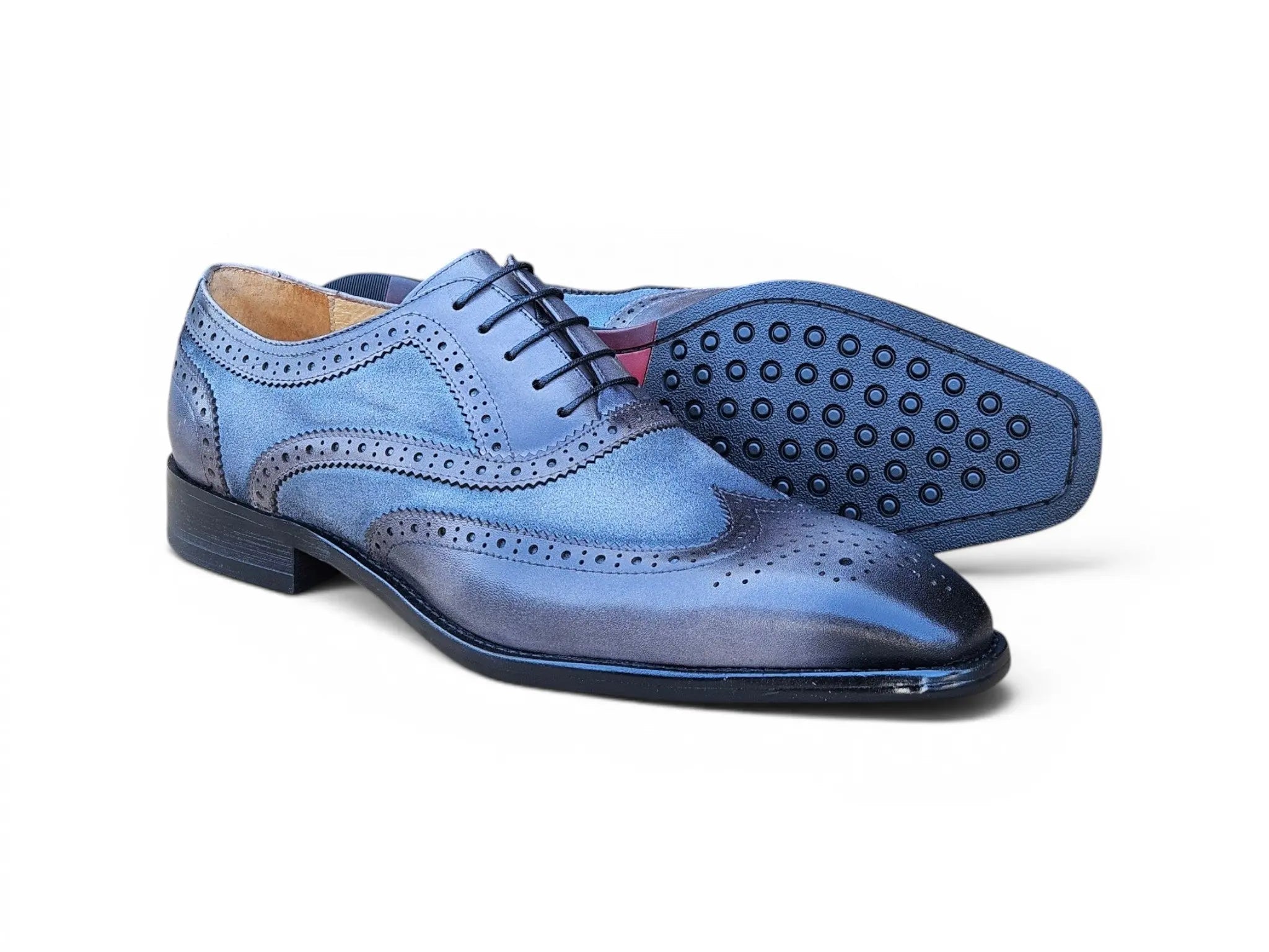 Mixed Media Burnished Wingtip Oxford