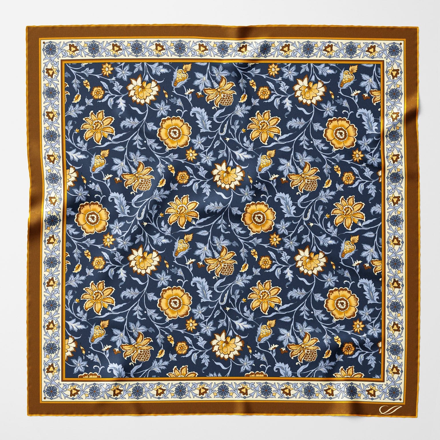 Carrara - Silk Neckerchief - Navy & Mustard