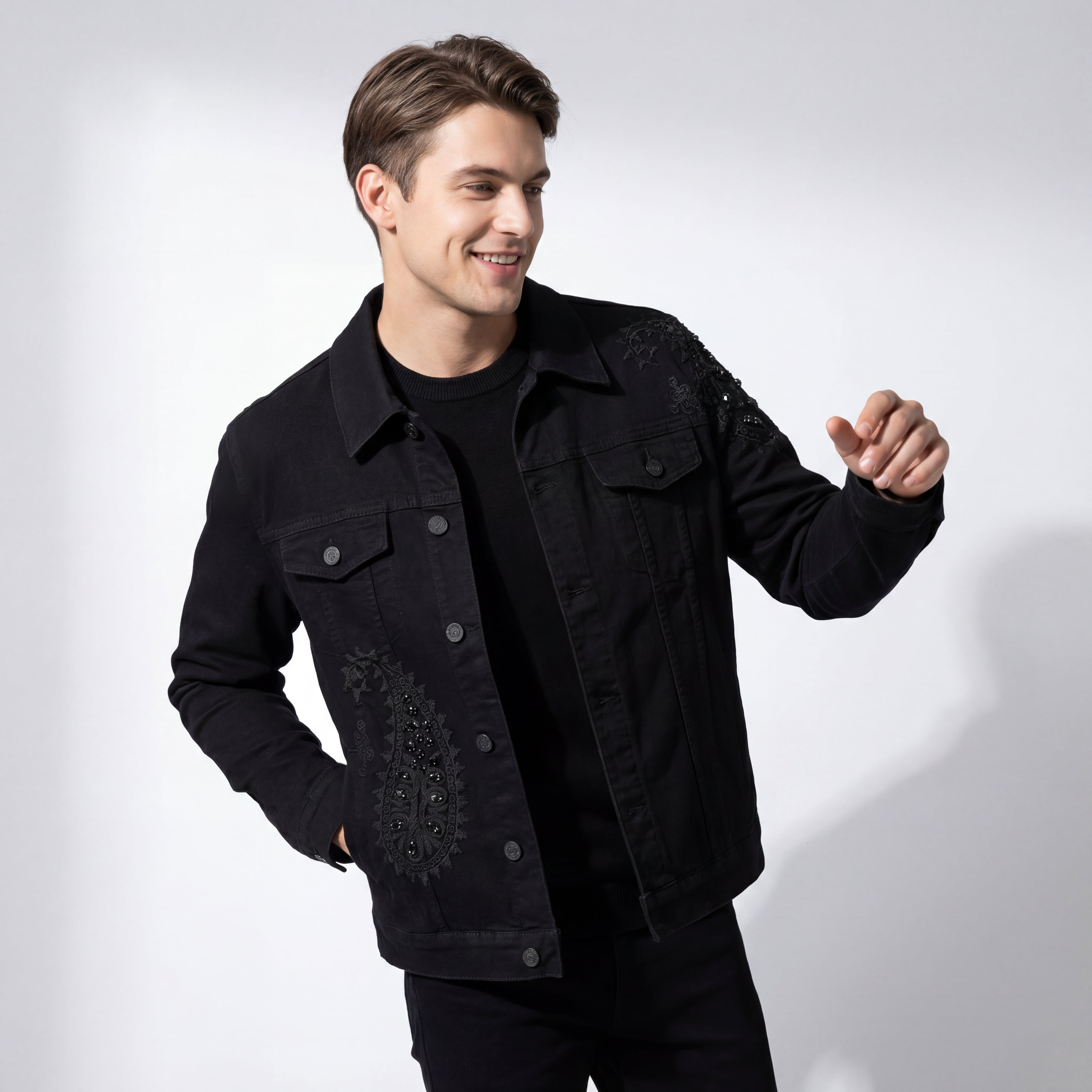 Eminence Paisley Denim Jkt – Century Penthouse BLACK