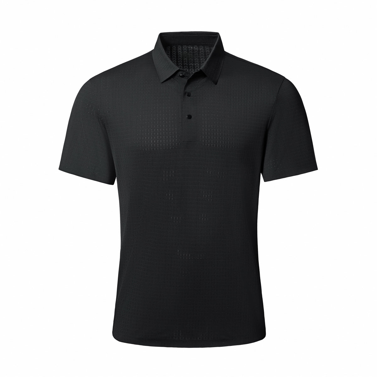 Grid Texture Stitchless Polo BLACK
