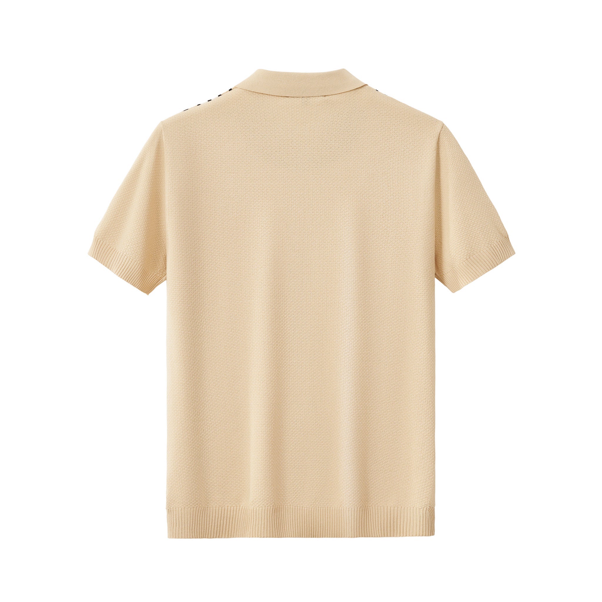 Retro Stripe Zip Knit Polo BLACK/KHAKI