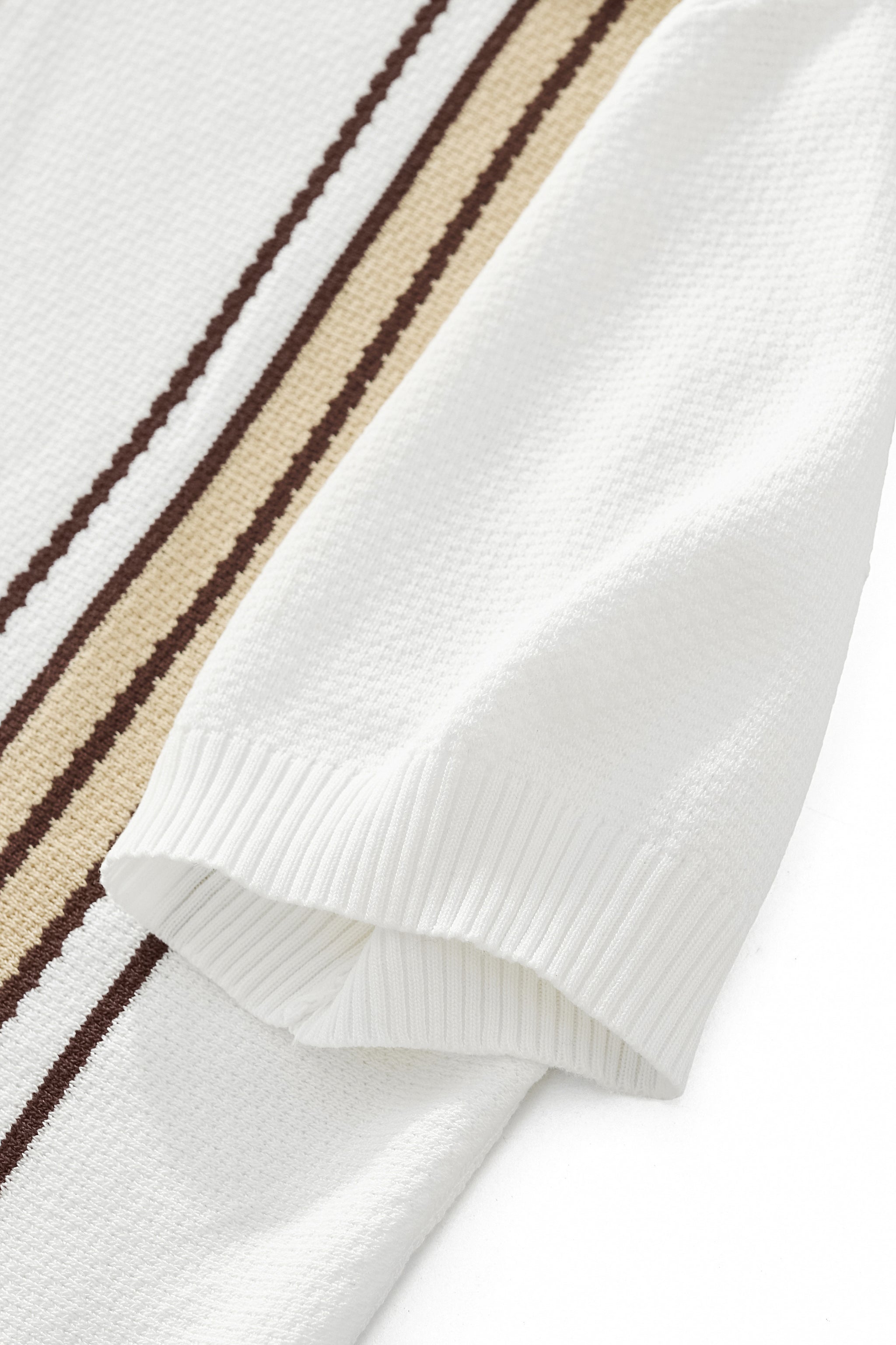 Retro Stripe Zip Knit Polo BLACK/KHAKI