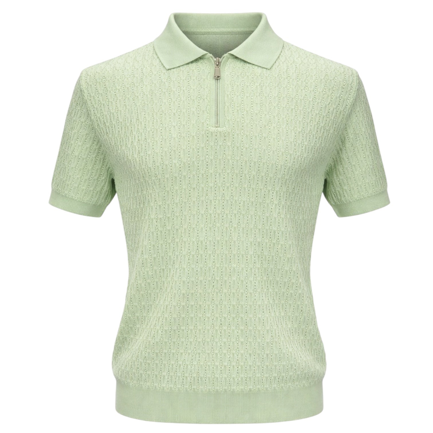 Stacy Adams Zip Knit Polo – Relaxed Fit Sage 21051
