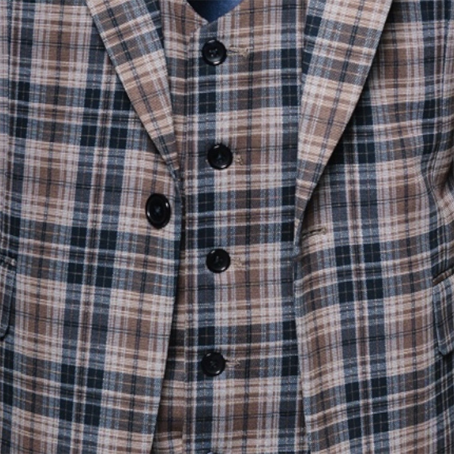 Rossi Man Modern Fit 3-Piece Vested Suit - Mocha Blue 2027