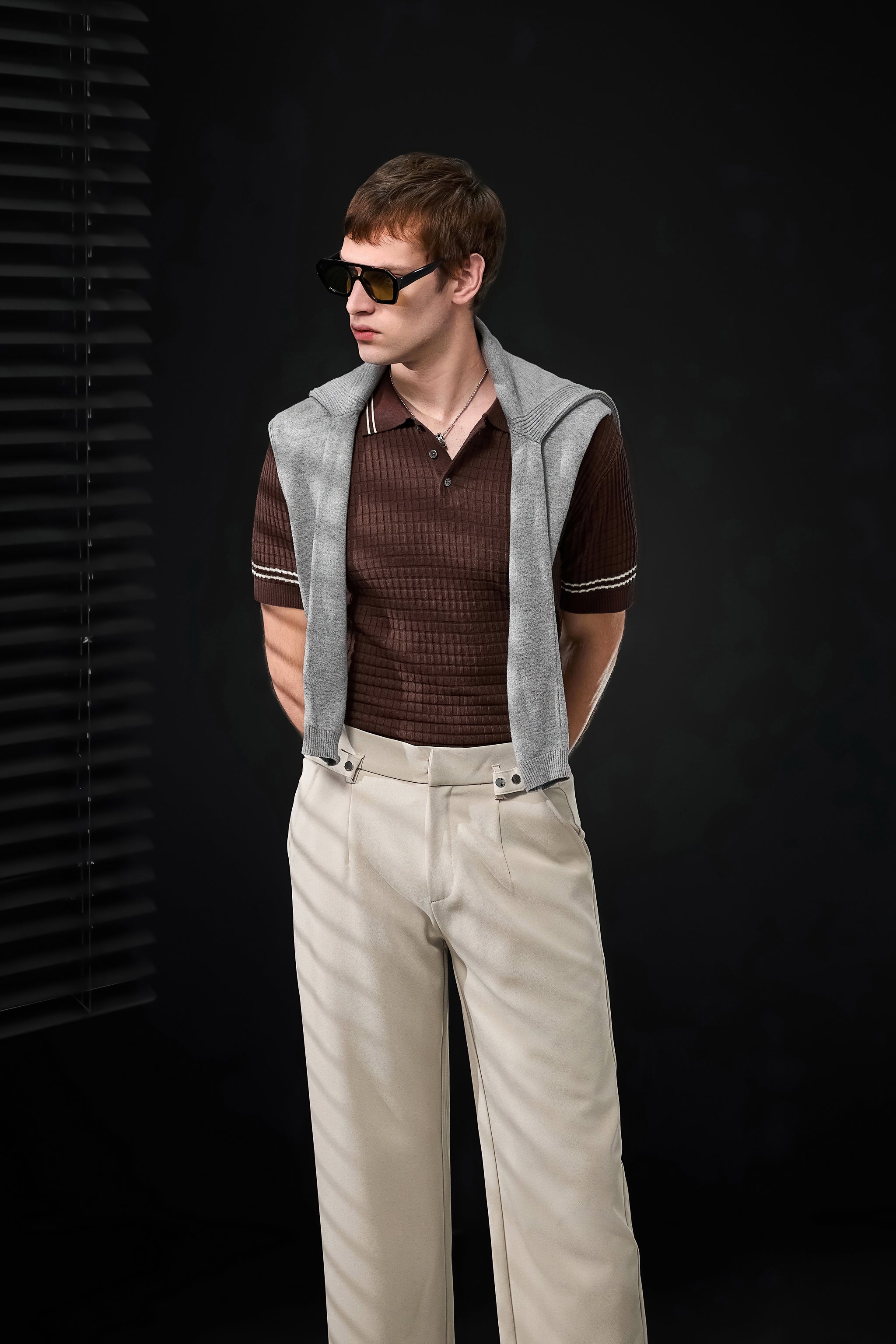 Kingsley Side-Tab Trousers TAUPE