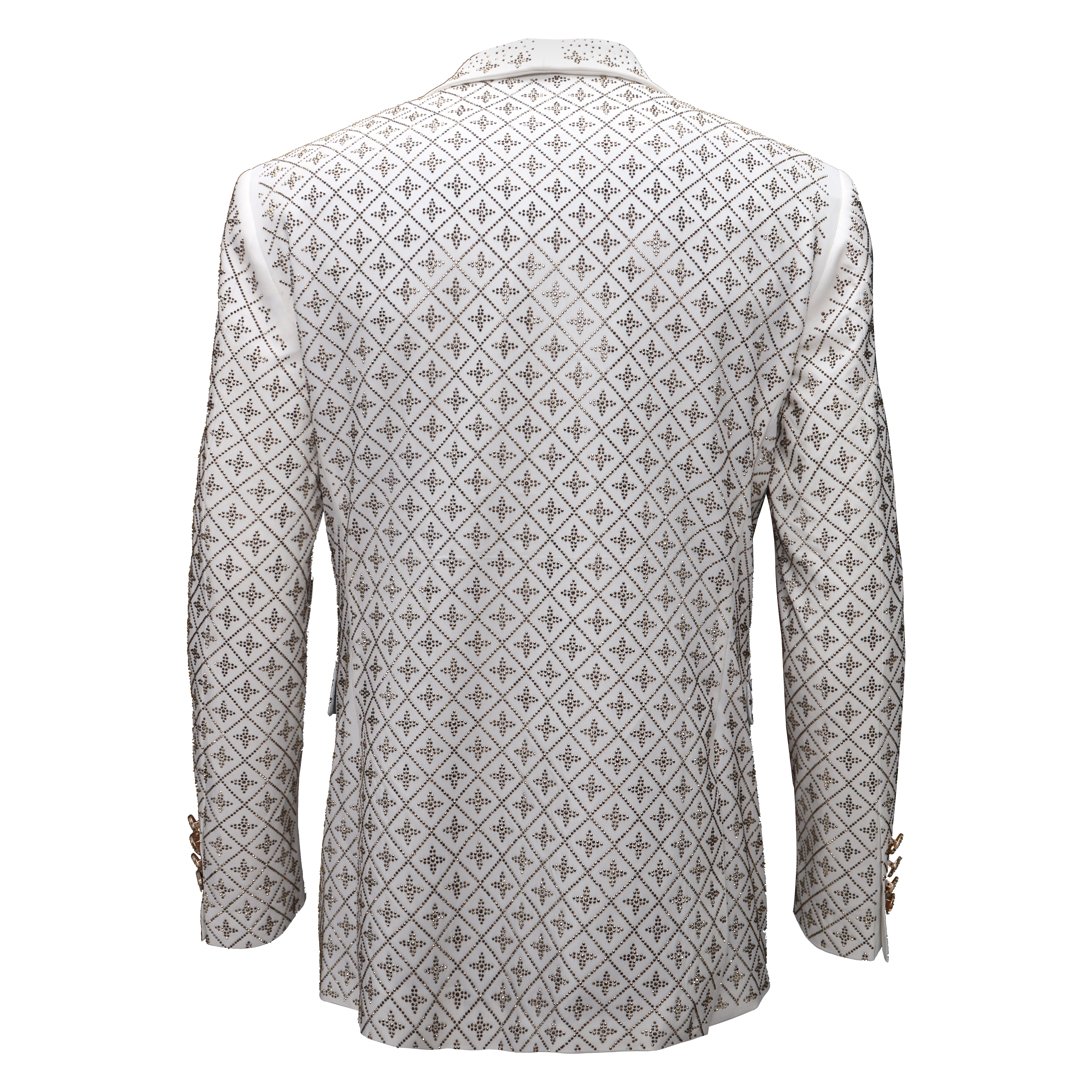 Elegant Blazer with Sparkling Embellishments WHITE/GOLD