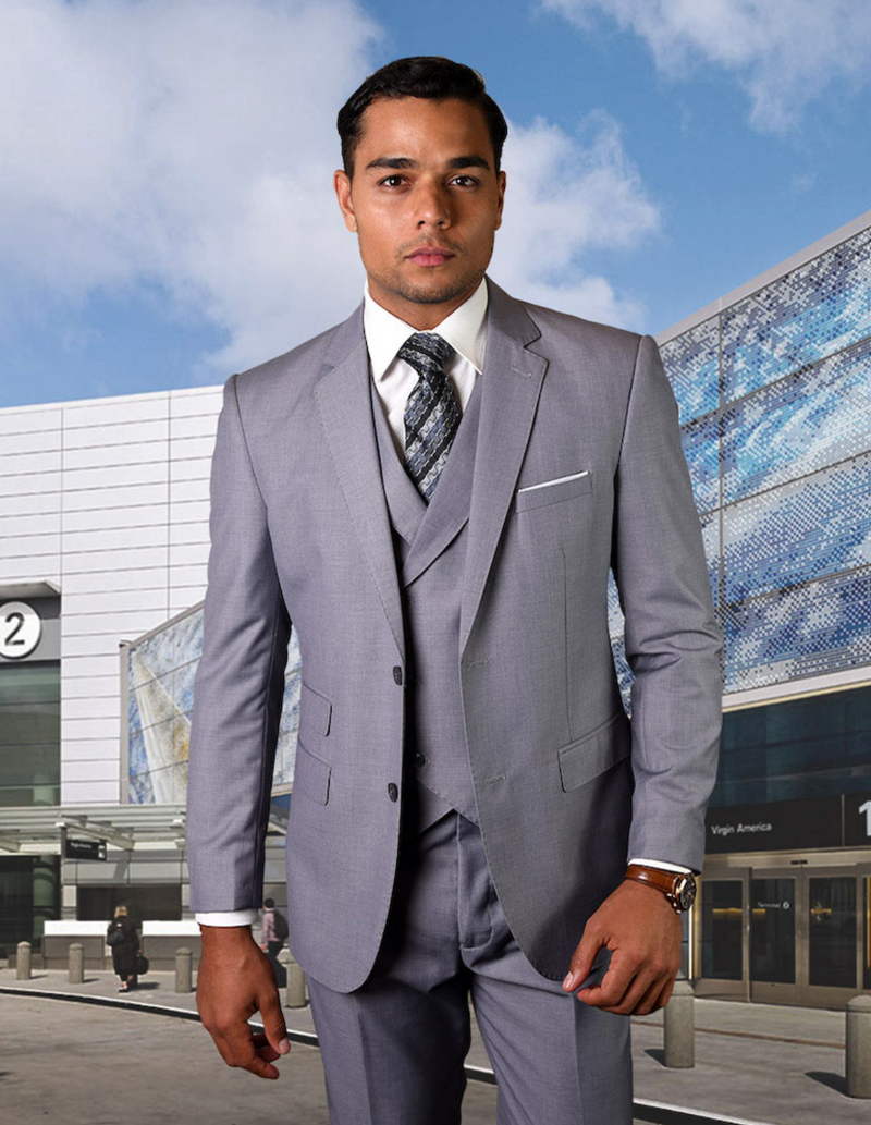 Italiano 3pc Wool Suit (Gray) DB VEST