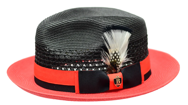 Bruno Capelo Straw Hat "Belvedere" (Black/Red)