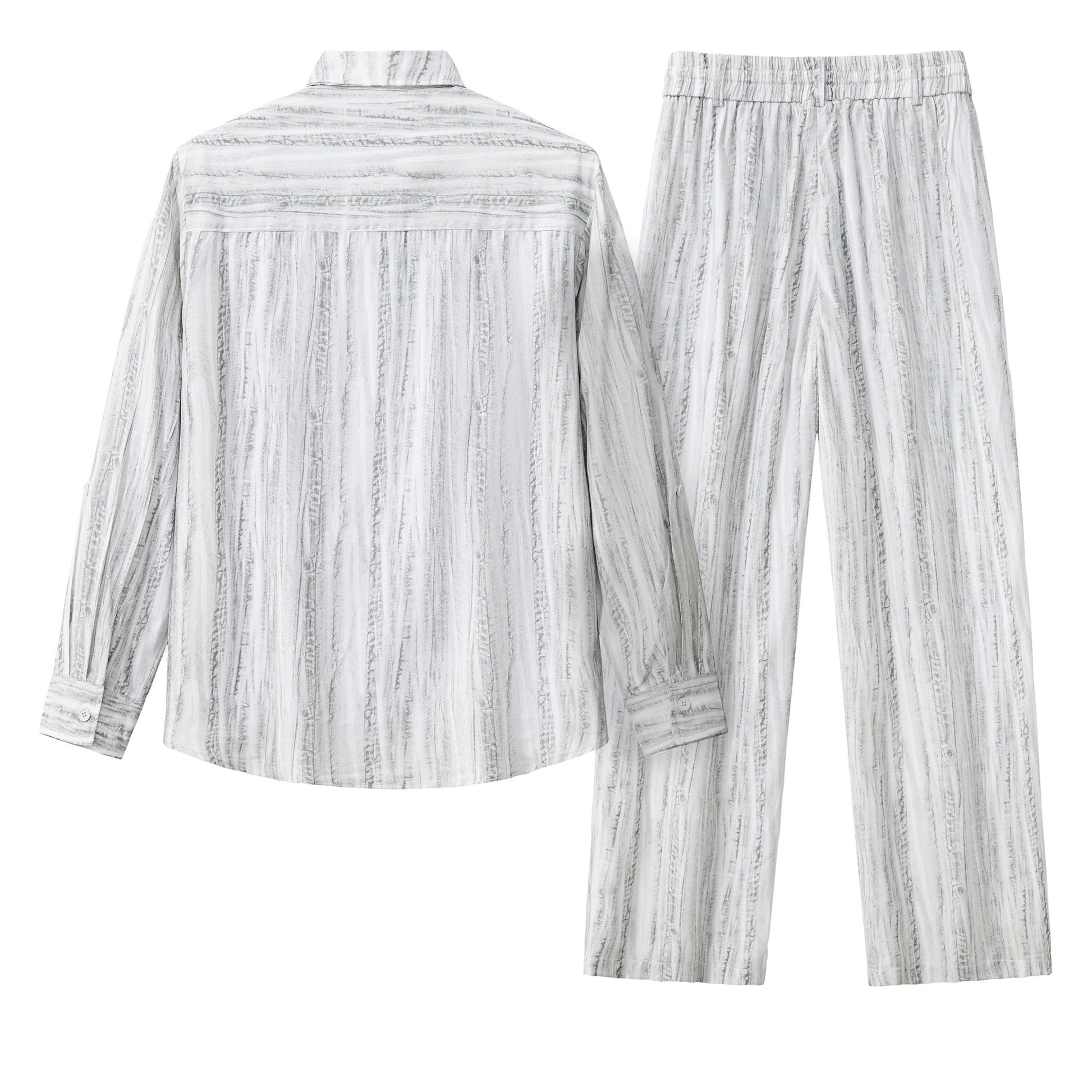 Strata Set – Printed Long Sleeve Shirt & Pant GREY