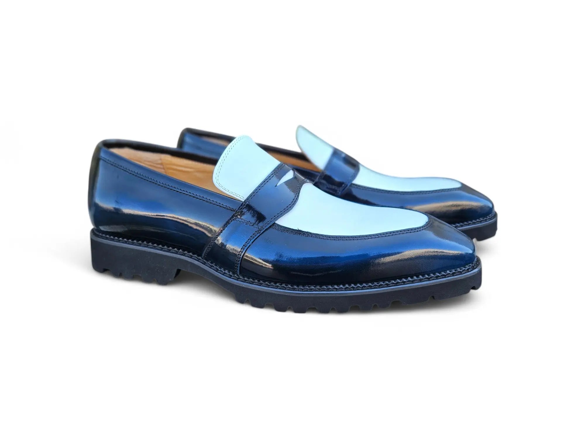 Two Tone Patent Leather Penny Loafer