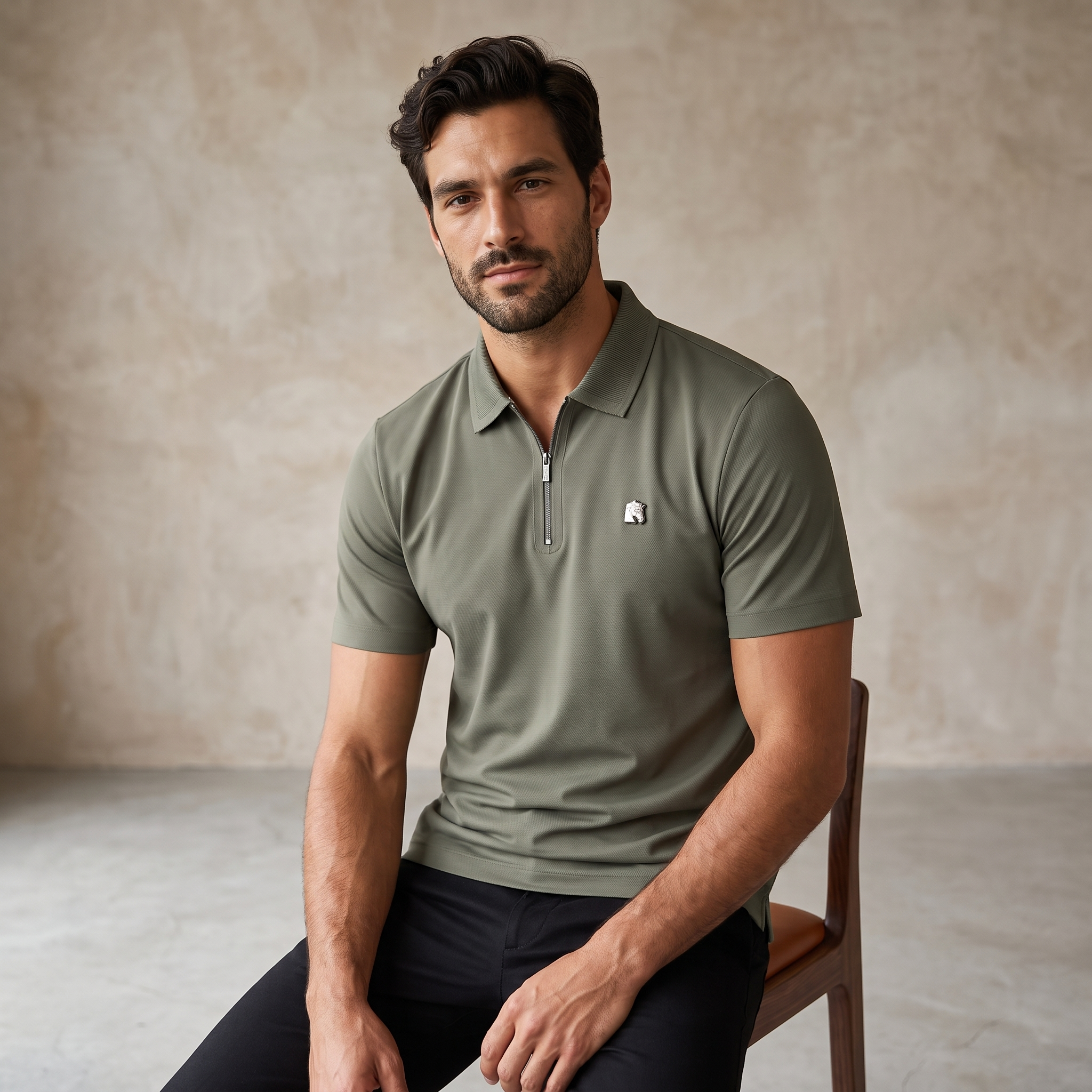 Zip Placket Performance Polo – El Baron DARK GREEN