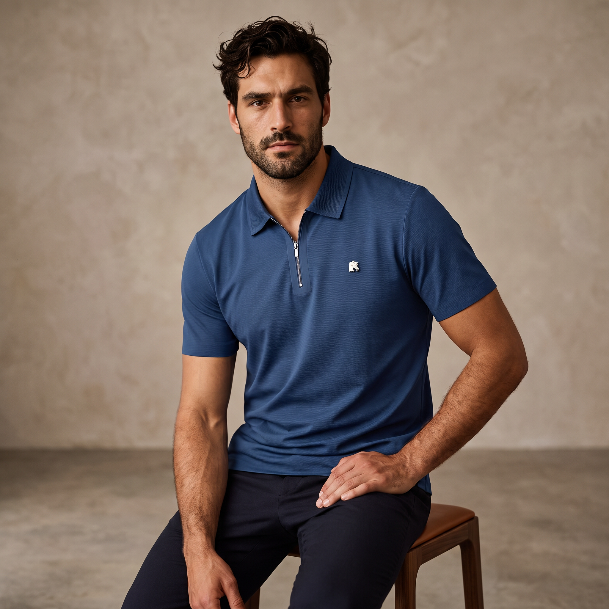 Zip Placket Performance Polo – El Baron DARK BLUE