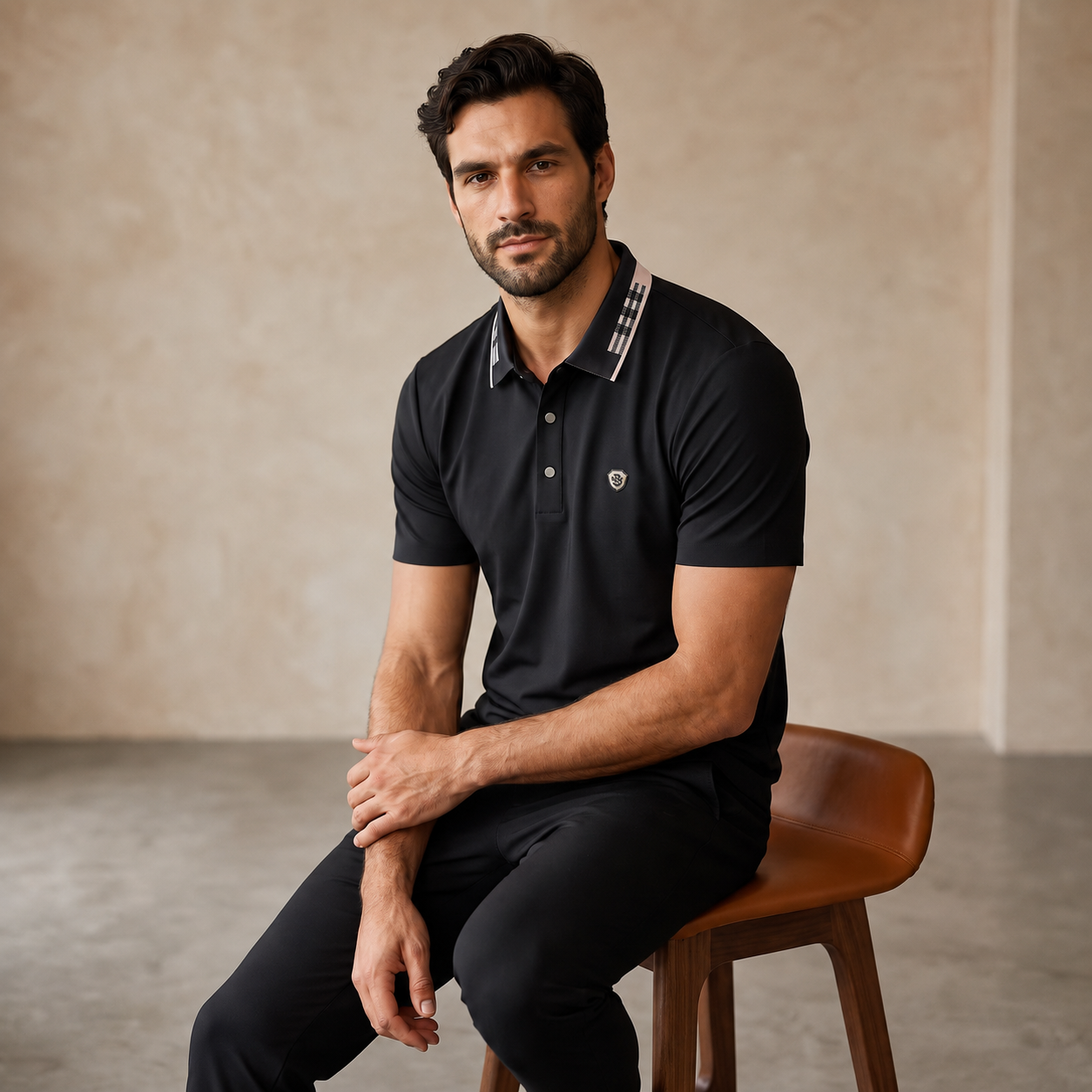 Signature Trim Performance Polo – El Baron BLACK