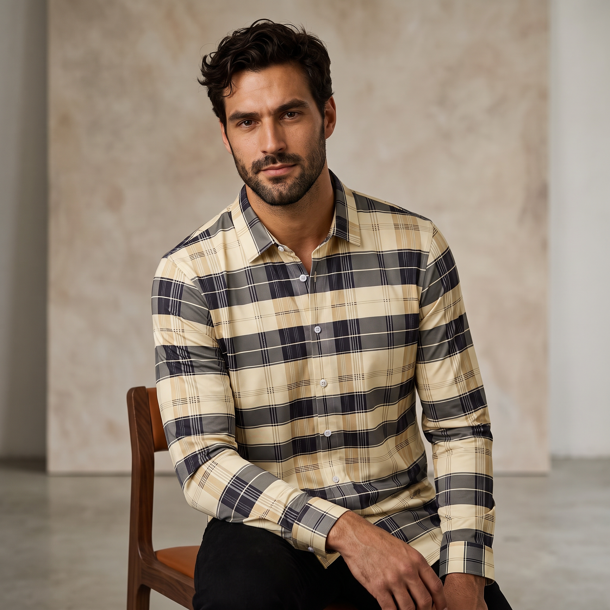 Seamless Classic Plaid Shirt – El Baron KHAKI