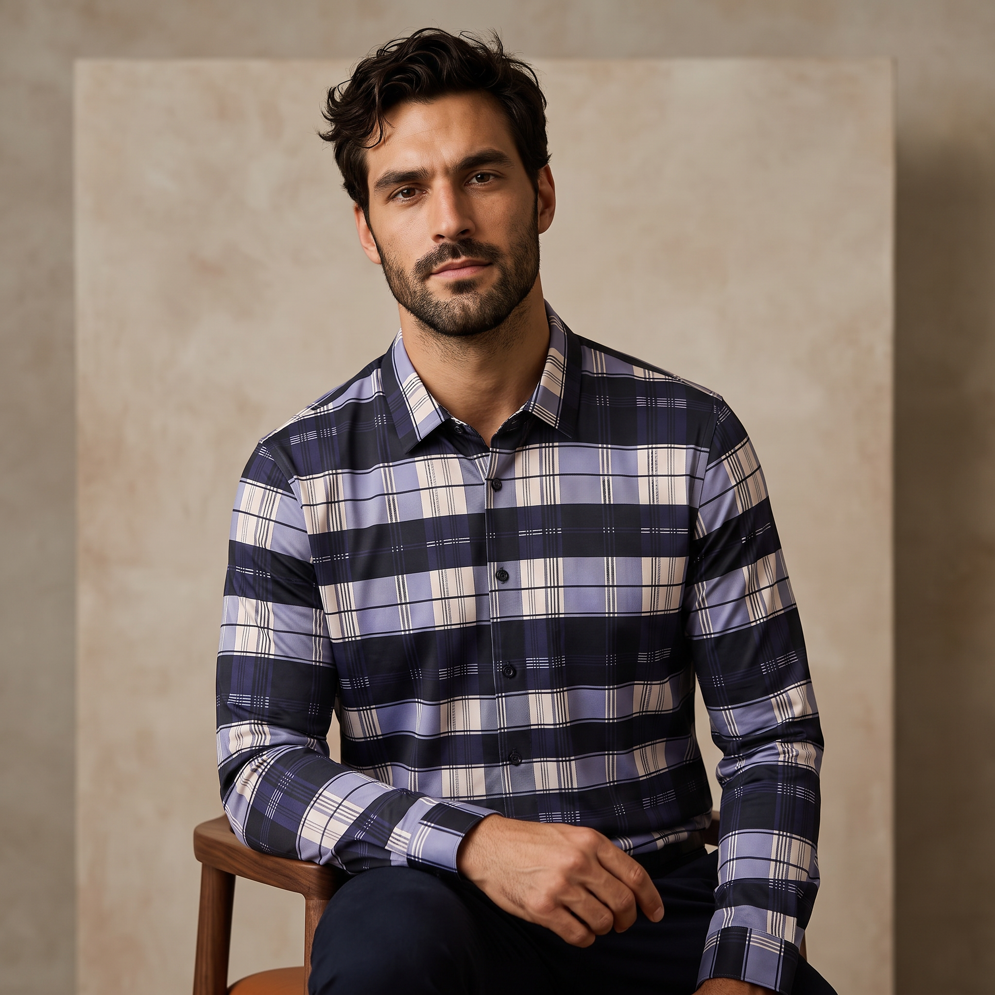 Seamless Classic Plaid Shirt – El Baron NAVY