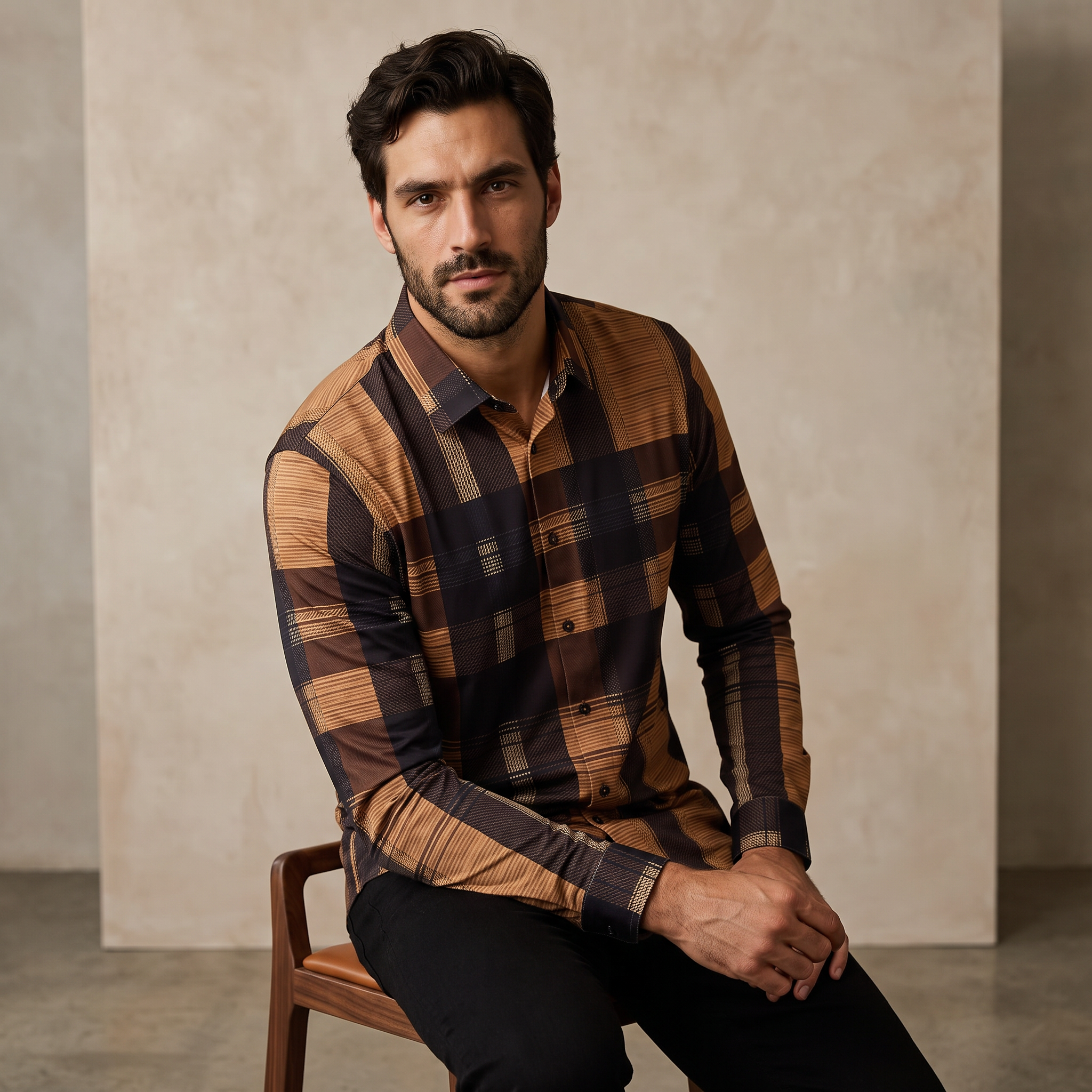 Seamless Plaid Stripe Shirt – El Baron CARAMEL