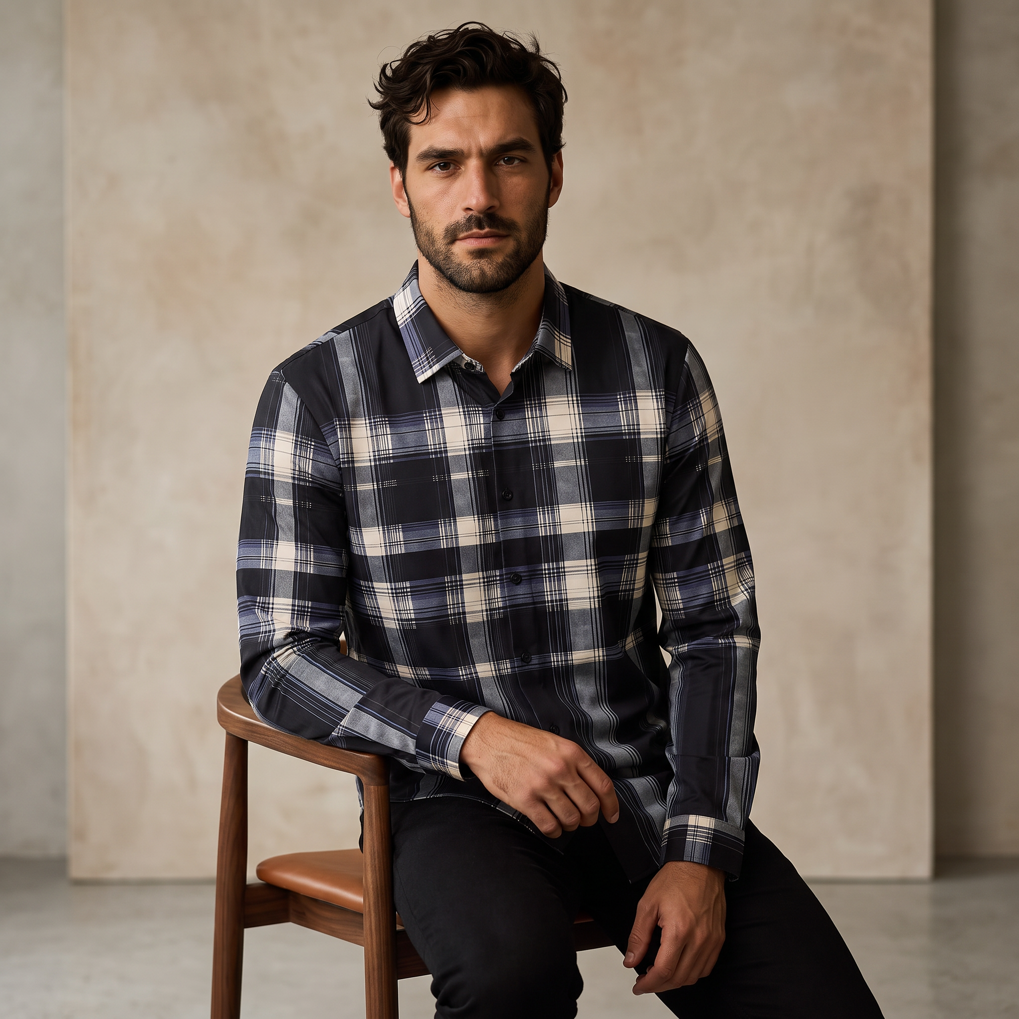 Heritage Plaid Stretch Woven Shirt-El Baron NAVY