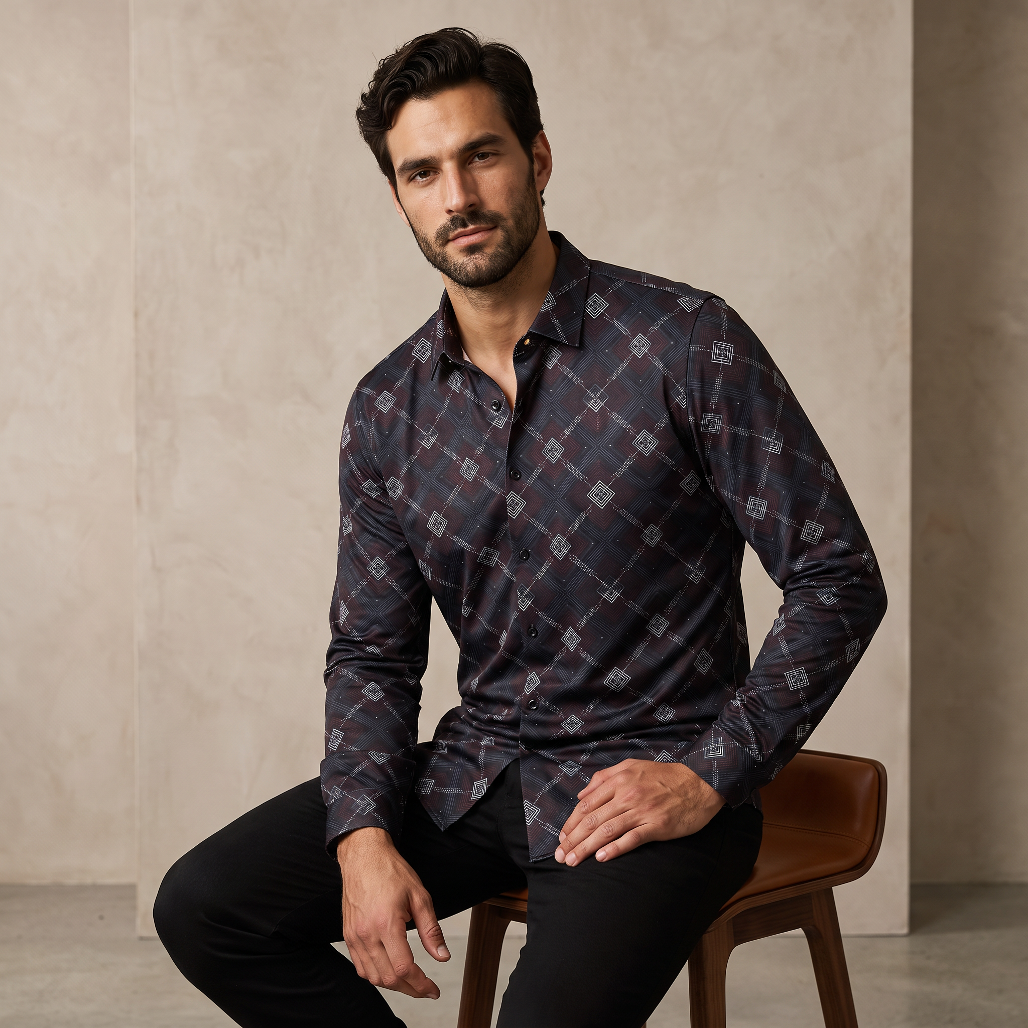 Geometric Seamless Shirt – El Baron BLACK