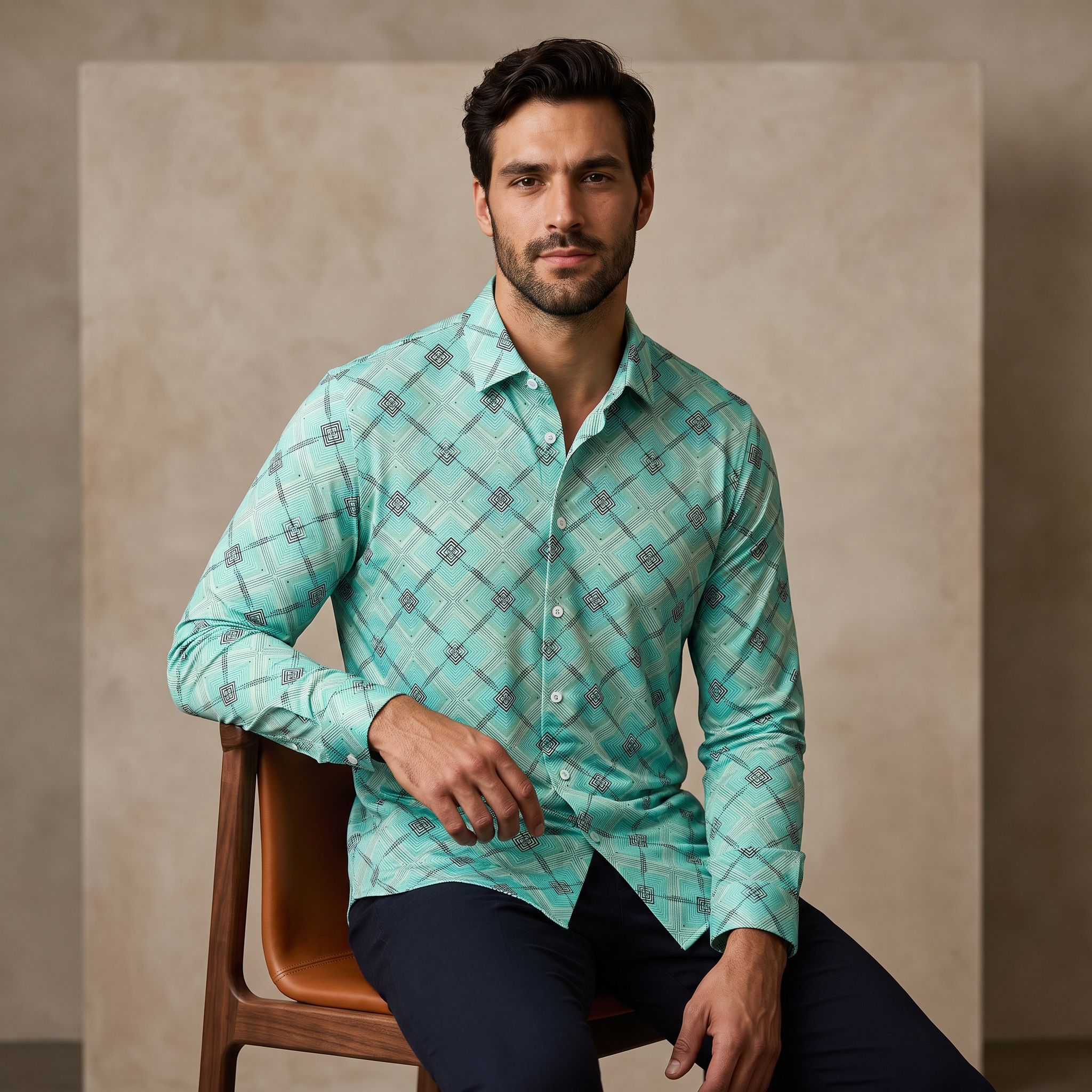 Geometric Seamless Shirt – El Baron PISTACHIO