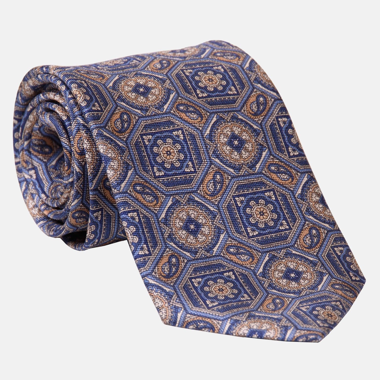 Mantova - Printed Silk Tie - Blue