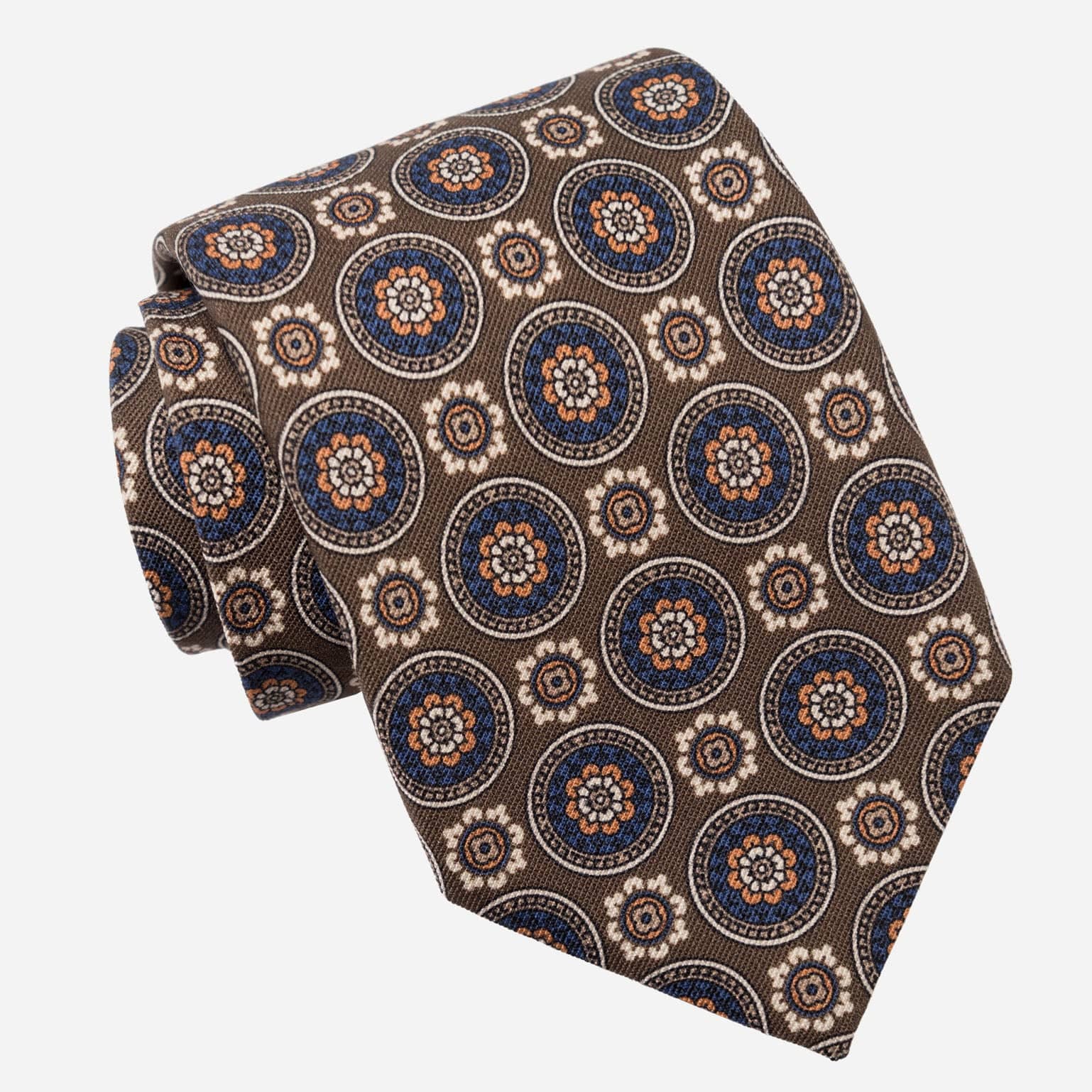 La Vigna - Printed Wool & Silk Tie - Brown