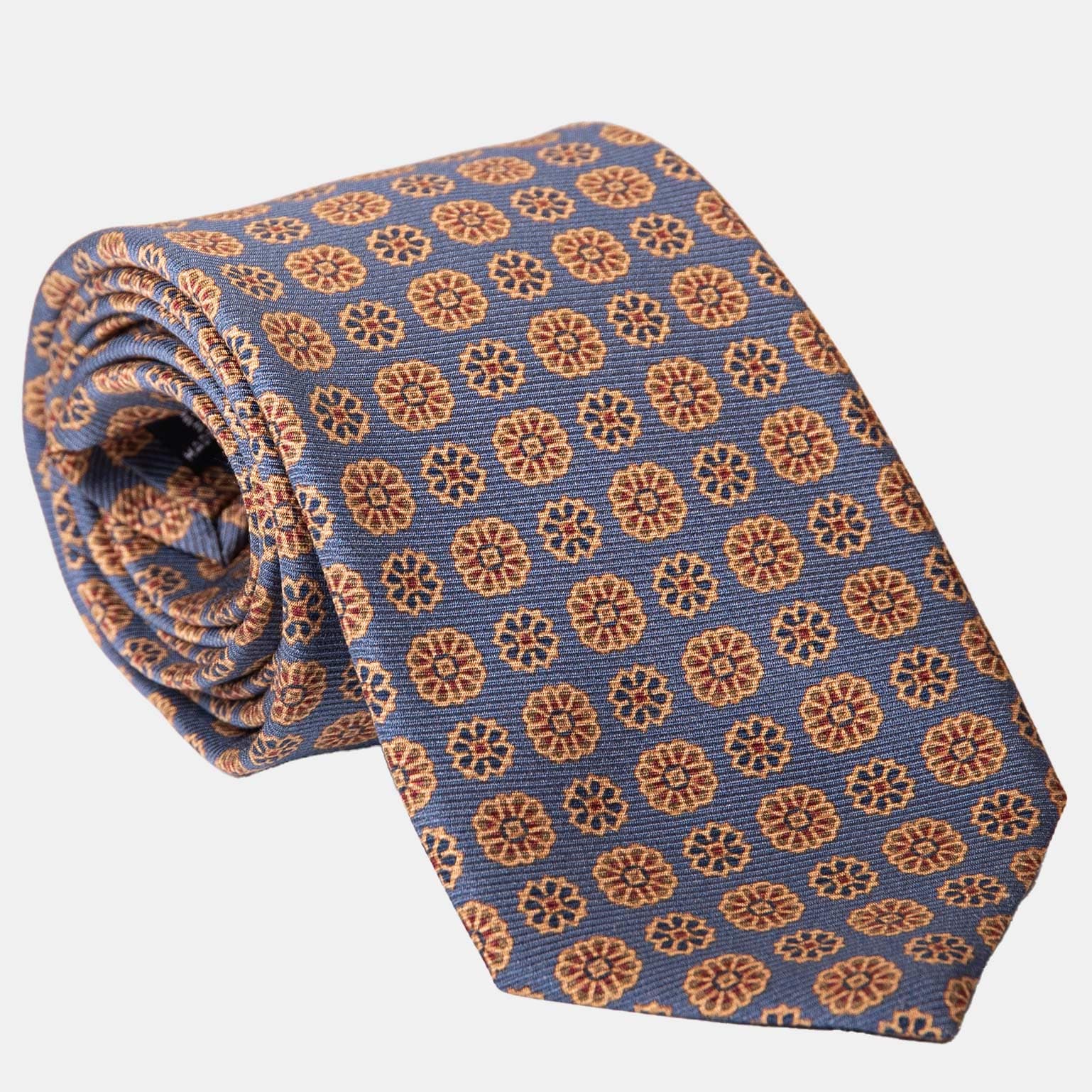 Claudius - Printed Madder Silk Tie - Venetian Blue