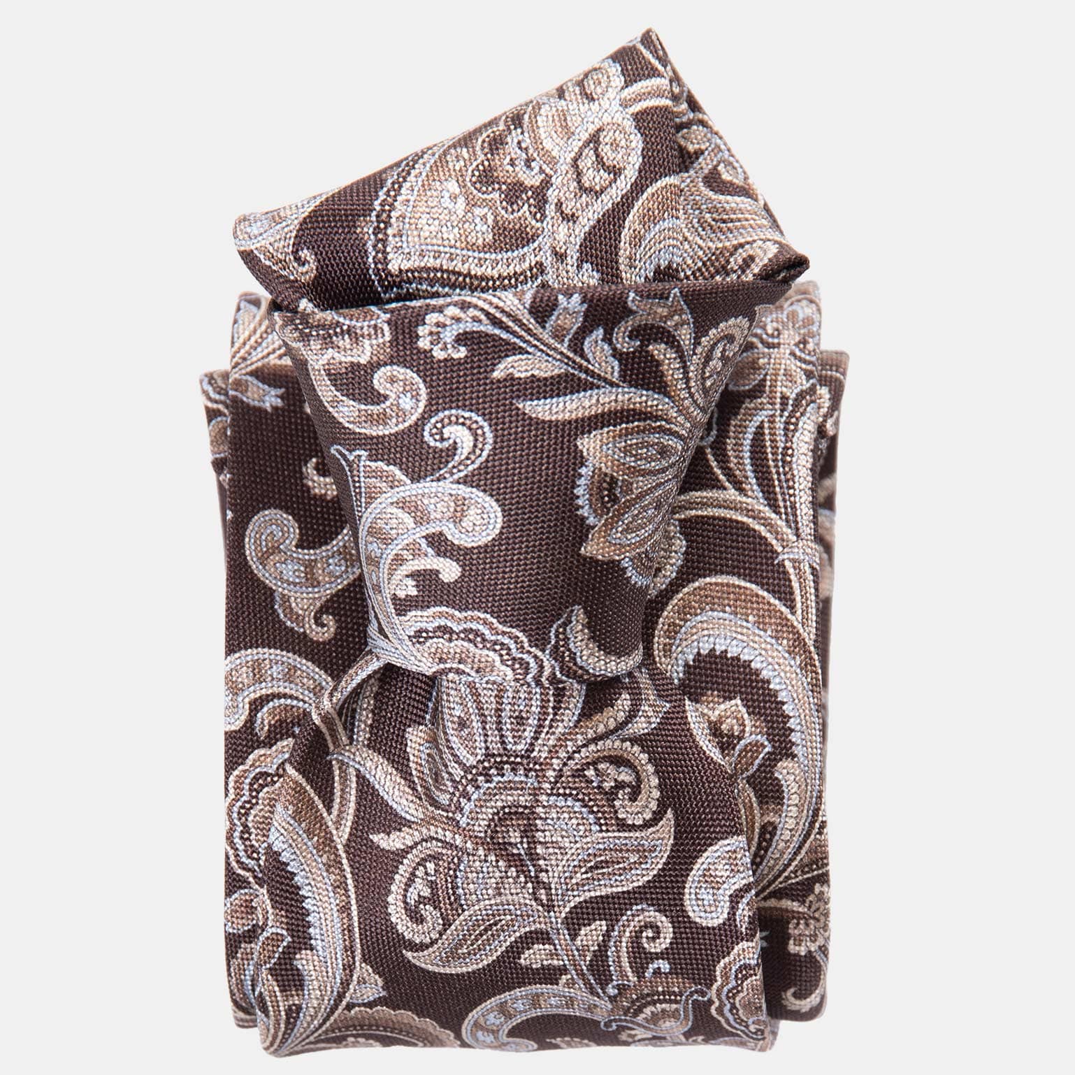 Novara - Printed Silk Tie - Brown