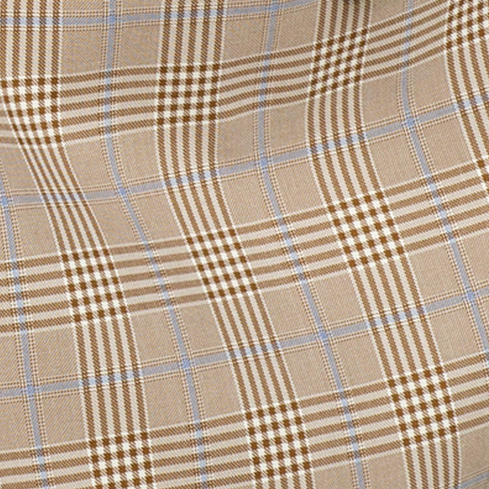 Men’s Regular Fit Double Breasted Plaid Suit with Flat Front Pants and Side Vents – Beige - DRW-2B