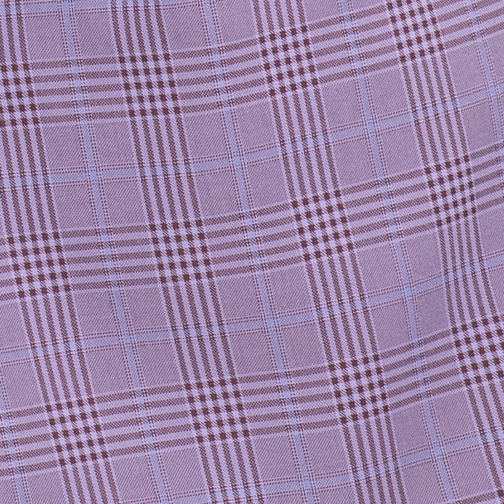 Men’s Regular Fit Double Breasted Plaid Suit with Flat Front Pants and Side Vents – Light Purple - DRW-2B