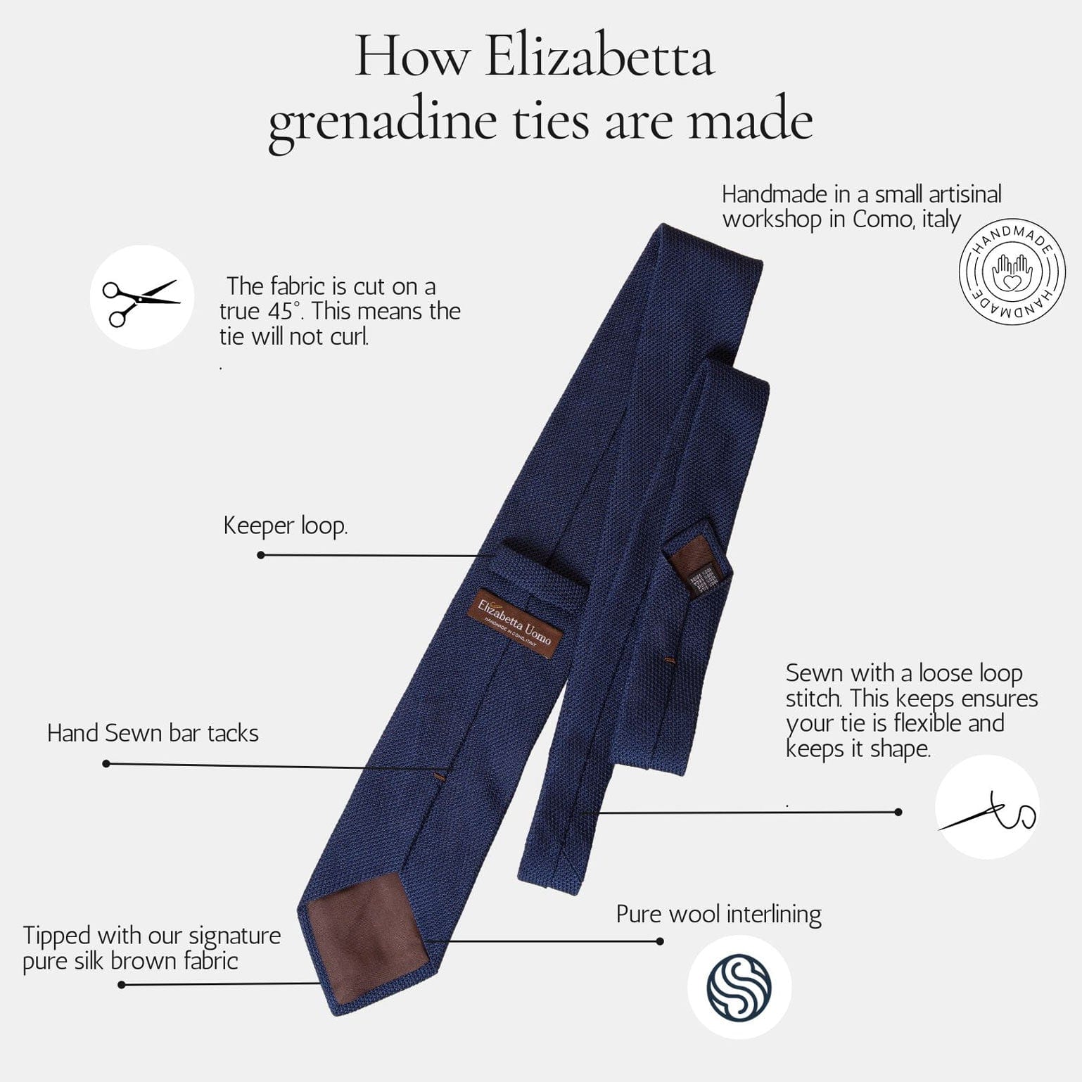 Marino - Navy Blue Silk Grenadine Tie