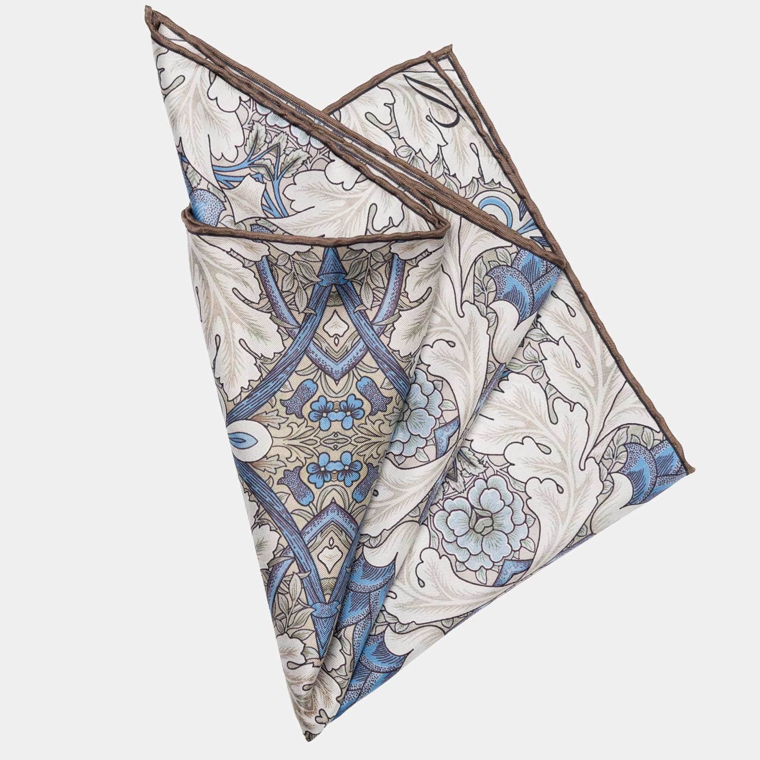 Londra - Silk Pocket Square - Blue and Tan