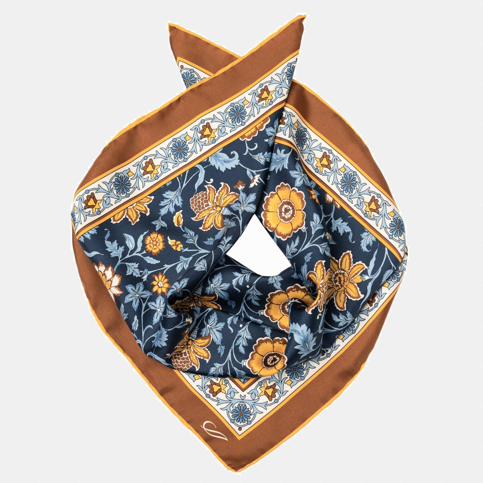 Carrara - Silk Neckerchief - Navy & Mustard