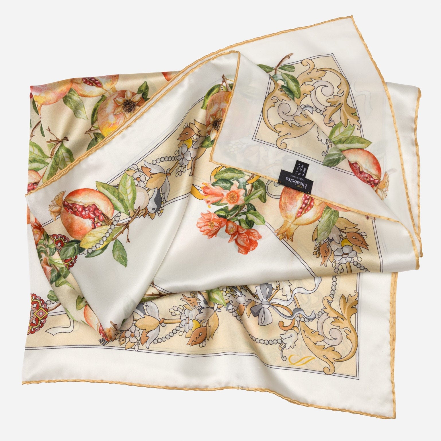 Melograno - Silk Foulard - White Gold