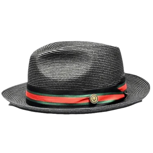 Straw "Bellagio" Hat (Black/Red/Green)
