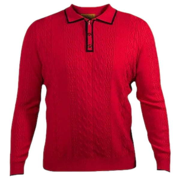 Prestige Cable Knit "Denzel" Sweater (Red/Black) 389