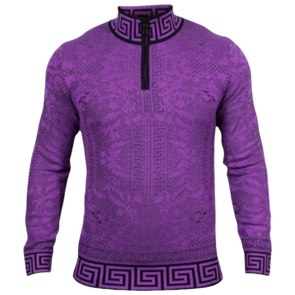 Prestige Quarter Zip "Dublin" Sweater (Purple/Black) 443