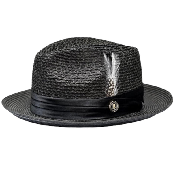Bruno Straw "Luxury" Hat (Black)