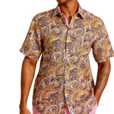 Inserch Linen Premium Shirt (Paisley Navy/Pink)